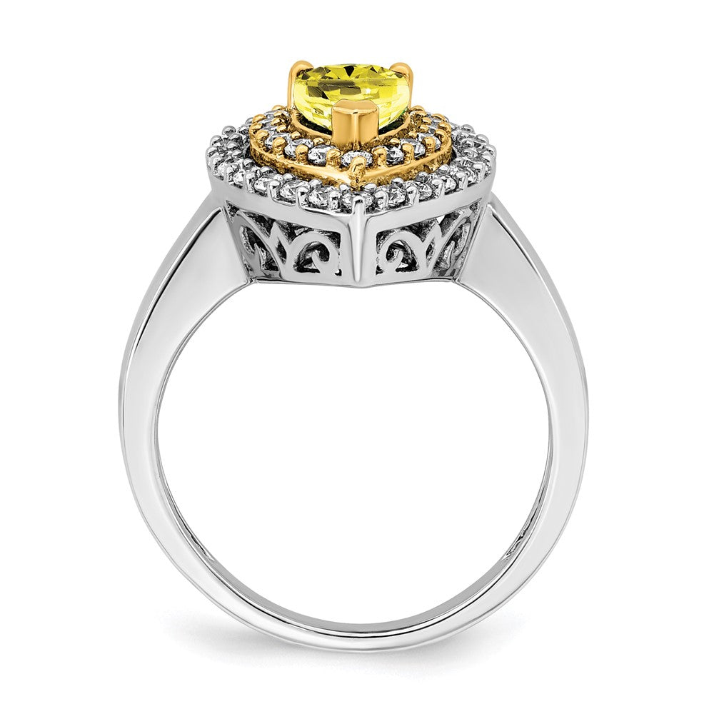 14k Two-Tone 1/2 carat Lab Grown Diamond VS/SI+ G+ and Lab Created Yellow Sapphire Complete Fashion Ring
