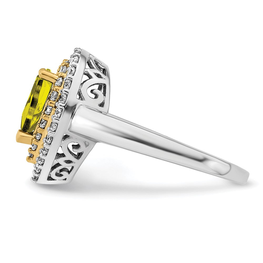 14k Two-Tone 1/2 carat Lab Grown Diamond VS/SI+ G+ and Lab Created Yellow Sapphire Complete Fashion Ring