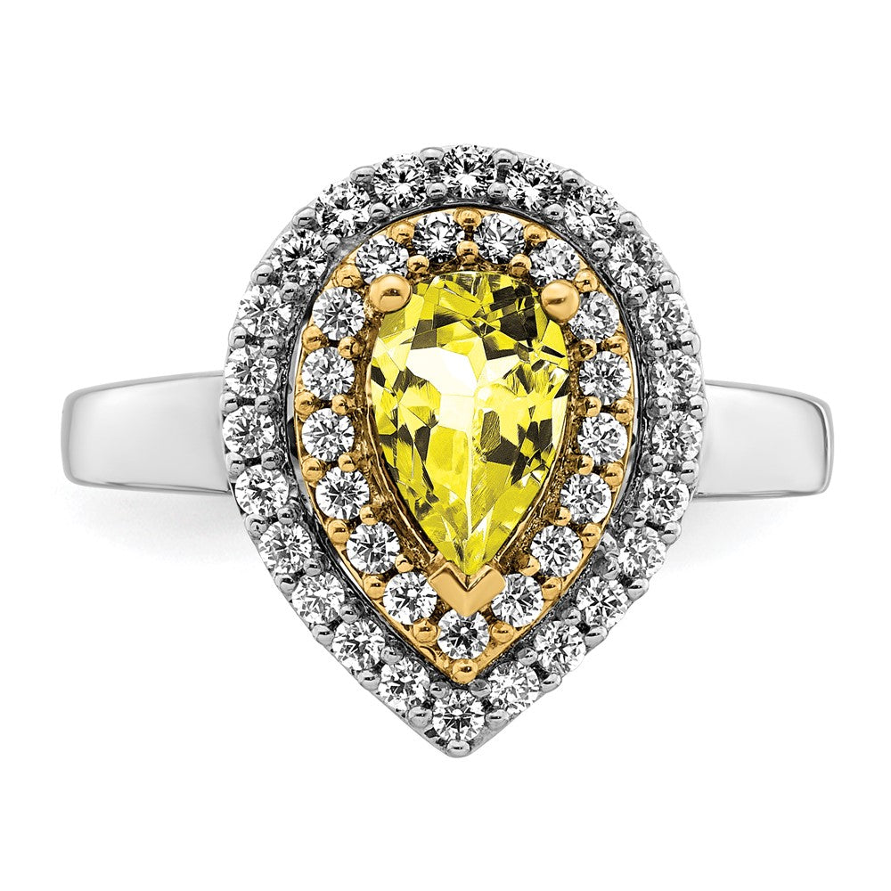 14k Two-Tone 1/2 carat Lab Grown Diamond VS/SI+ G+ and Lab Created Yellow Sapphire Complete Fashion Ring