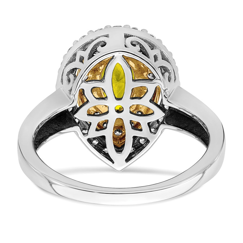 14k Two-Tone 1/2 carat Lab Grown Diamond VS/SI+ G+ and Lab Created Yellow Sapphire Complete Fashion Ring