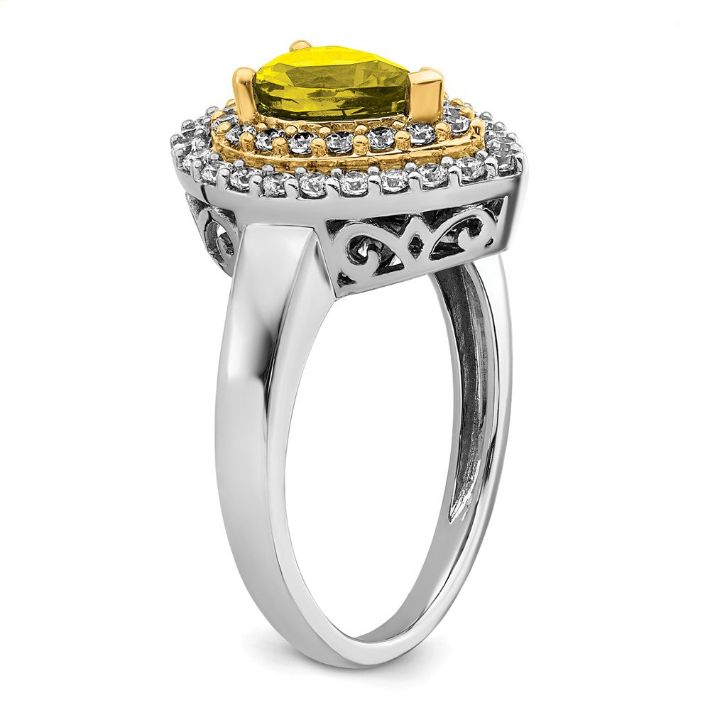 14k Two-Tone 1/2 carat Lab Grown Diamond VS/SI+ G+ and Lab Created Yellow Sapphire Complete Fashion Ring