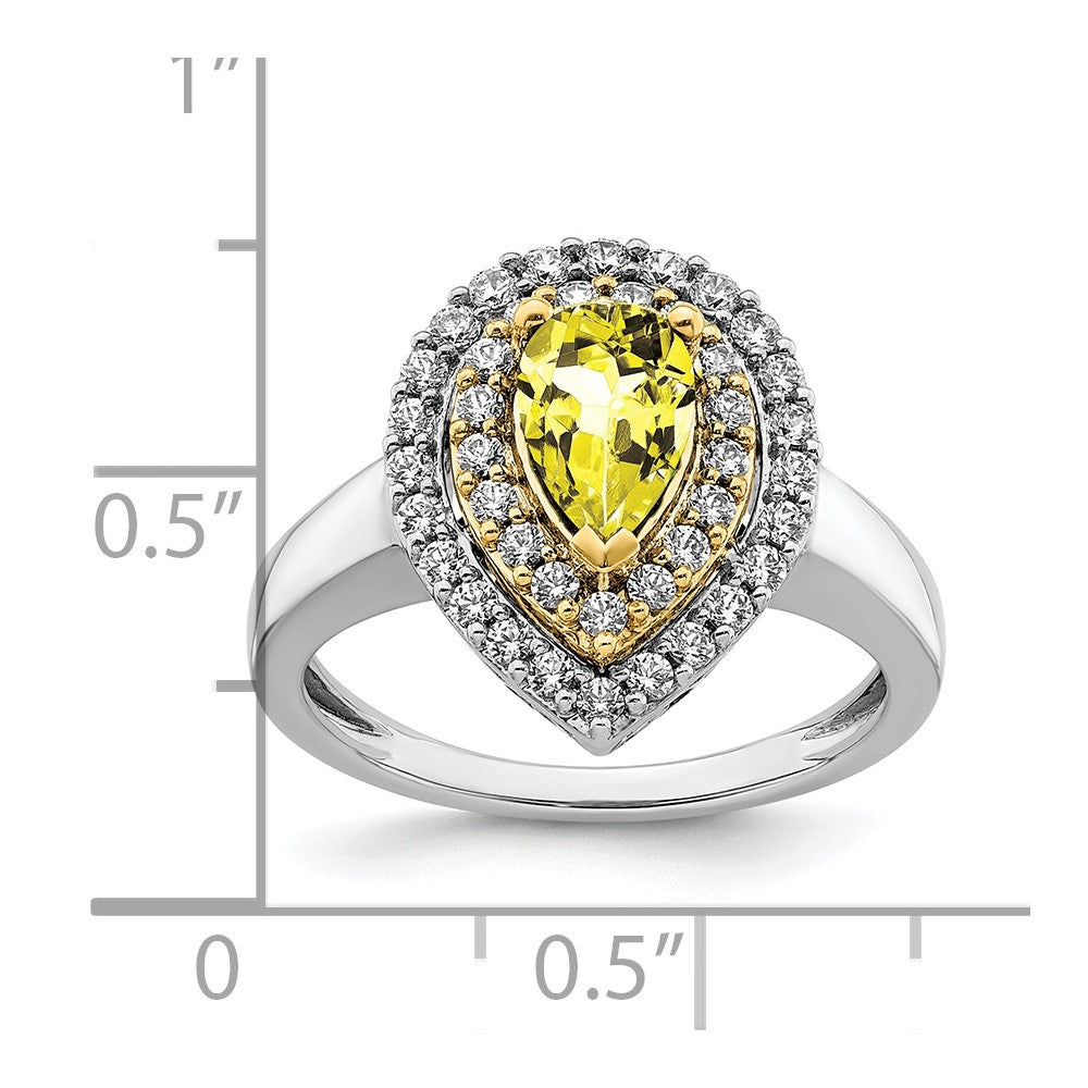 14k Two-Tone 1/2 carat Lab Grown Diamond VS/SI+ G+ and Lab Created Yellow Sapphire Complete Fashion Ring