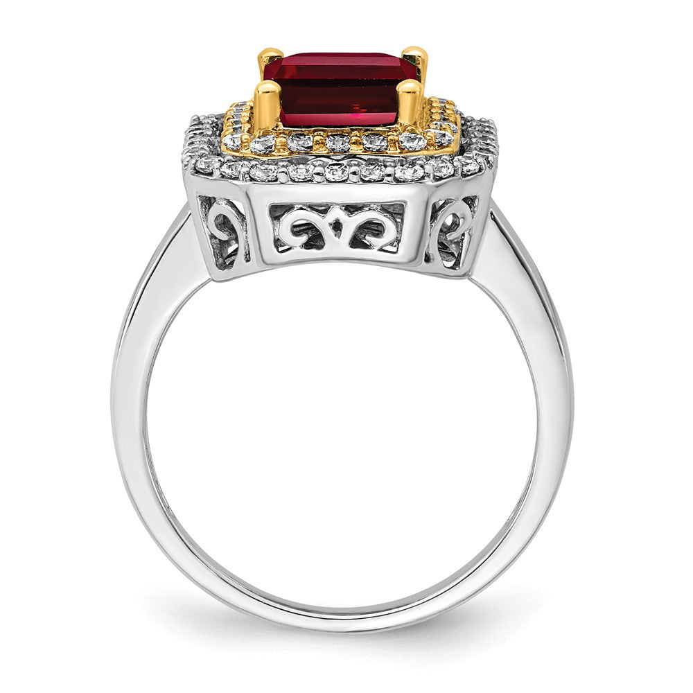 14k Two-Tone 5/8 carat Lab Grown Diamond VS/SI+ G+ and Lab Created Ruby Complete Fashion Ring
