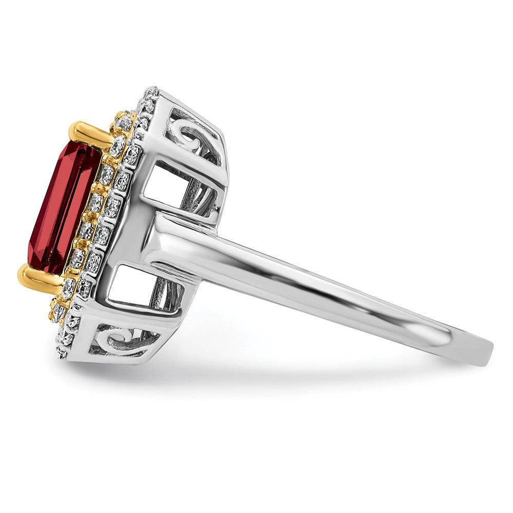 14k Two-Tone 5/8 carat Lab Grown Diamond VS/SI+ G+ and Lab Created Ruby Complete Fashion Ring