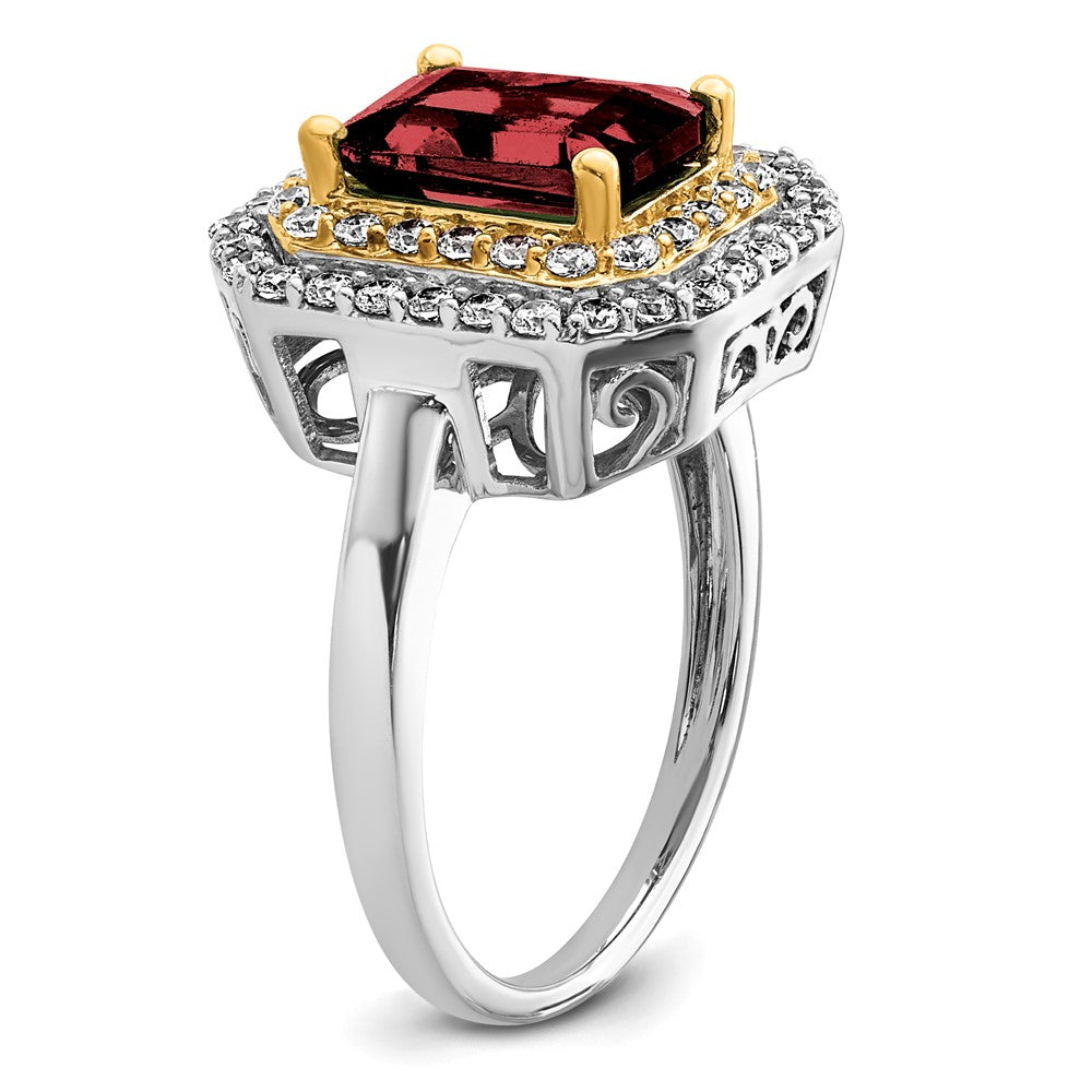 14k Two-Tone 5/8 carat Lab Grown Diamond VS/SI+ G+ and Lab Created Ruby Complete Fashion Ring