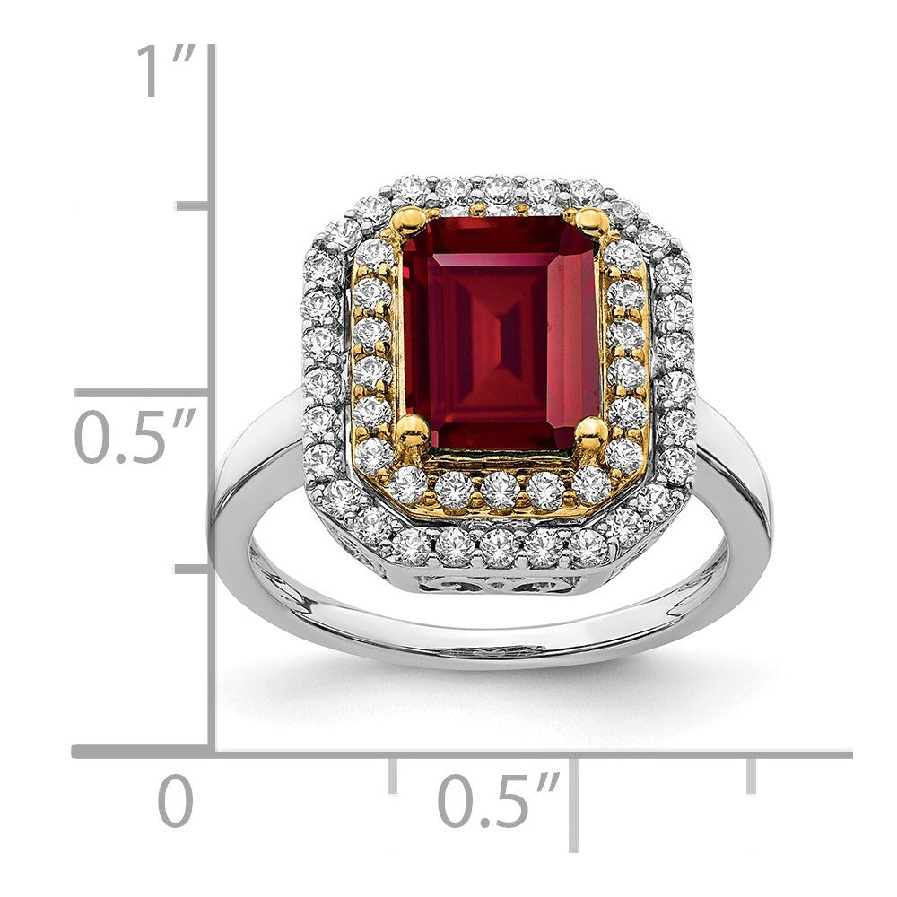 14k Two-Tone 5/8 carat Lab Grown Diamond VS/SI+ G+ and Lab Created Ruby Complete Fashion Ring