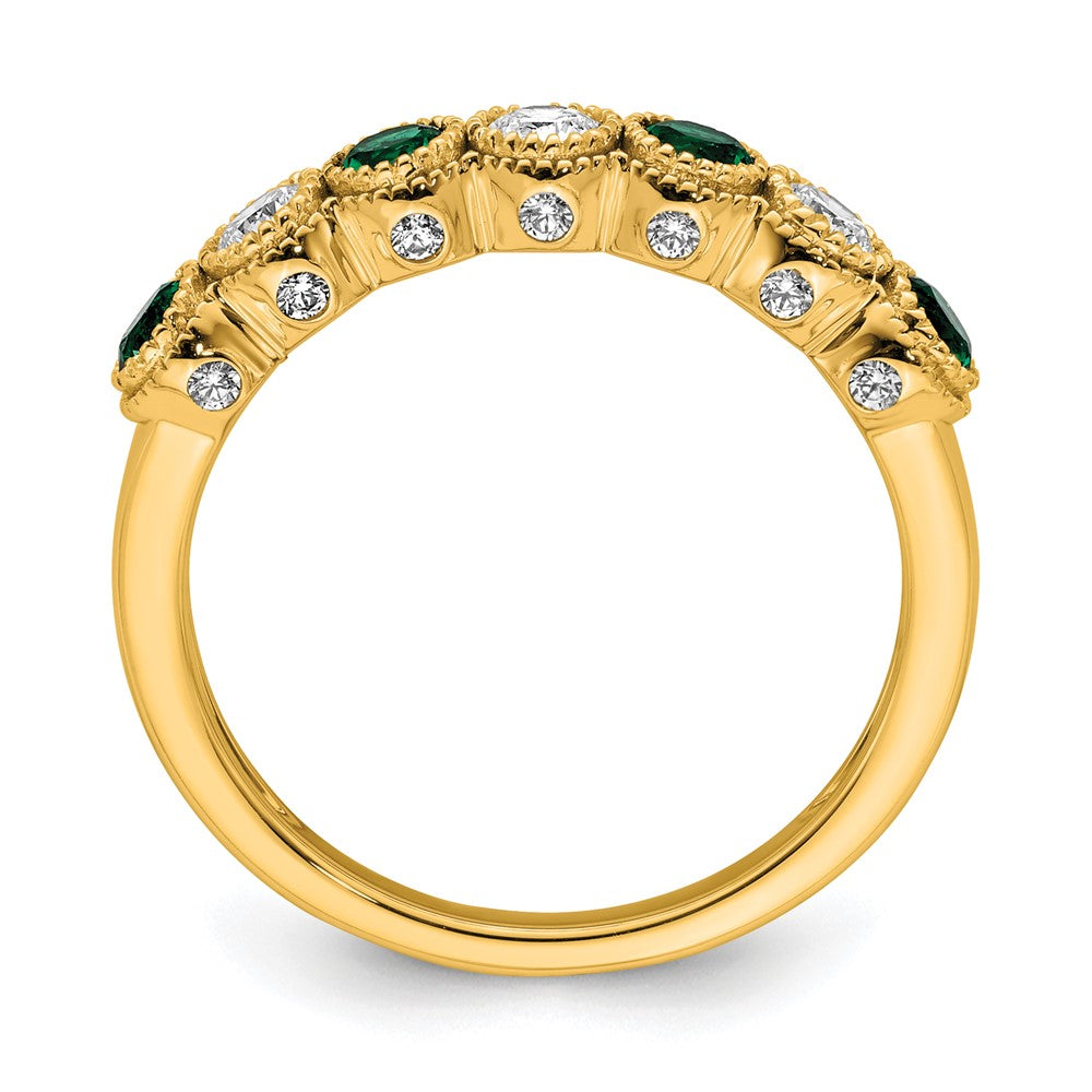14k 1/2 carat Lab Grown Diamond VS/SI+ G+ and Lab Created Emerald Complete Ring