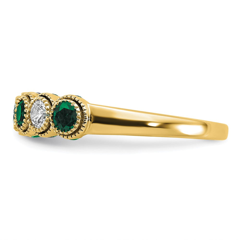 14k 1/2 carat Lab Grown Diamond VS/SI+ G+ and Lab Created Emerald Complete Ring