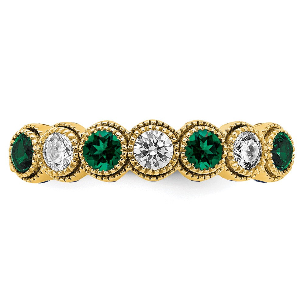 14k 1/2 carat Lab Grown Diamond VS/SI+ G+ and Lab Created Emerald Complete Ring