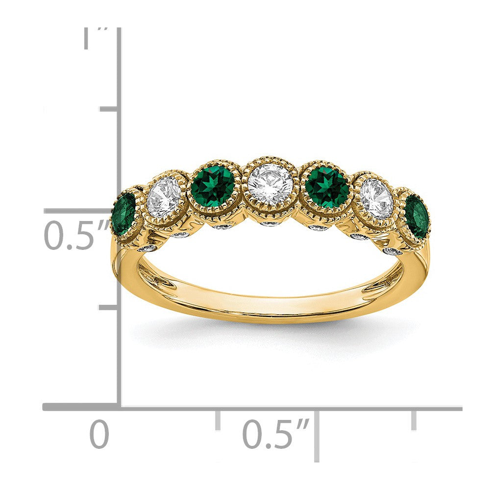 14k 1/2 carat Lab Grown Diamond VS/SI+ G+ and Lab Created Emerald Complete Ring