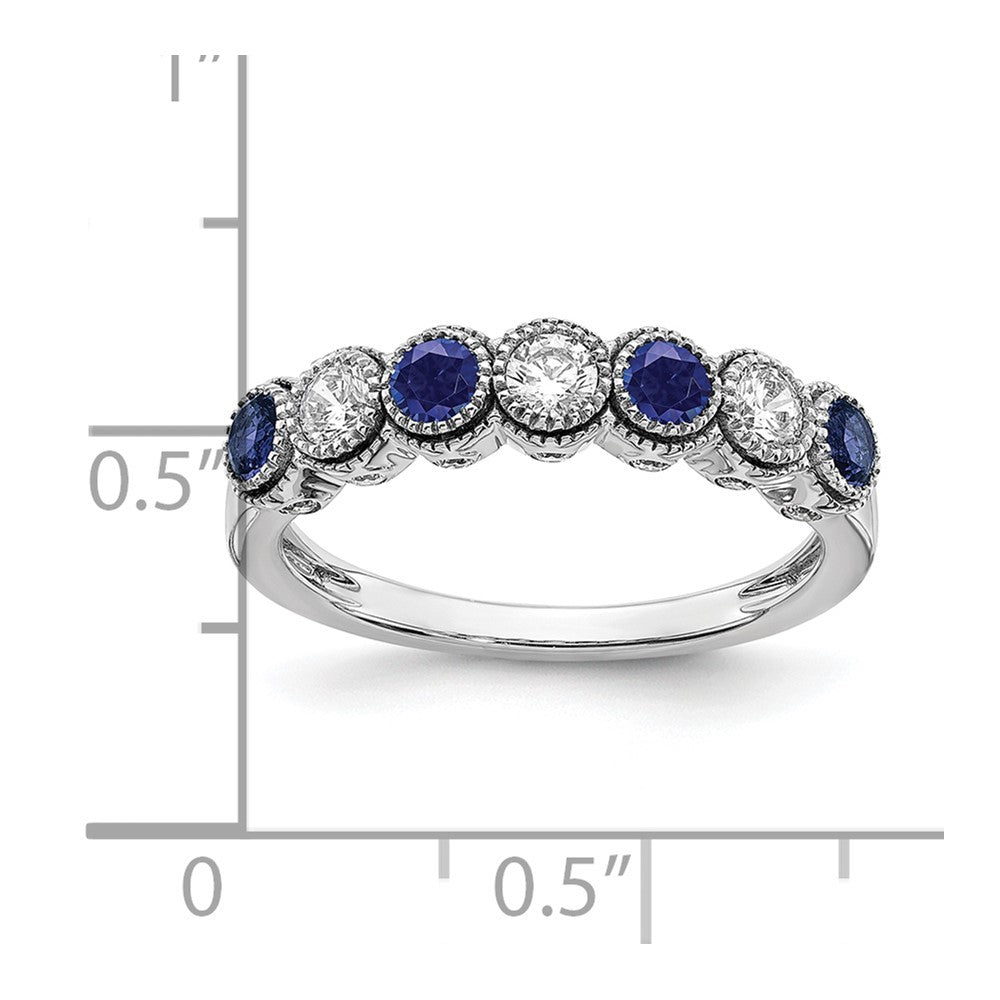 14k White Gold 1/2 carat Lab Grown Diamond VS/SI+ G+ and Lab Created Blue Sapphire Complete Ring
