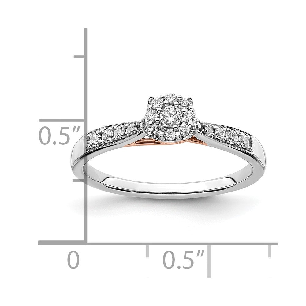 14k Two Tone Rose and White Gold 1/5 carat Lab Grown Diamond VS/SI+ G+ Petite Engagement Ring
