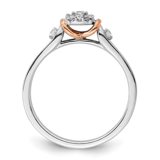 14k Two-tone Rose and White Gold 1/6 carat Lab Grown Diamond VS/SI+ G+ Petite Engagement Ring