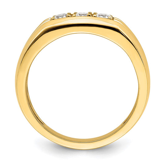 14K 3-Stone 1/2 carat Diamond Complete Men's Ring