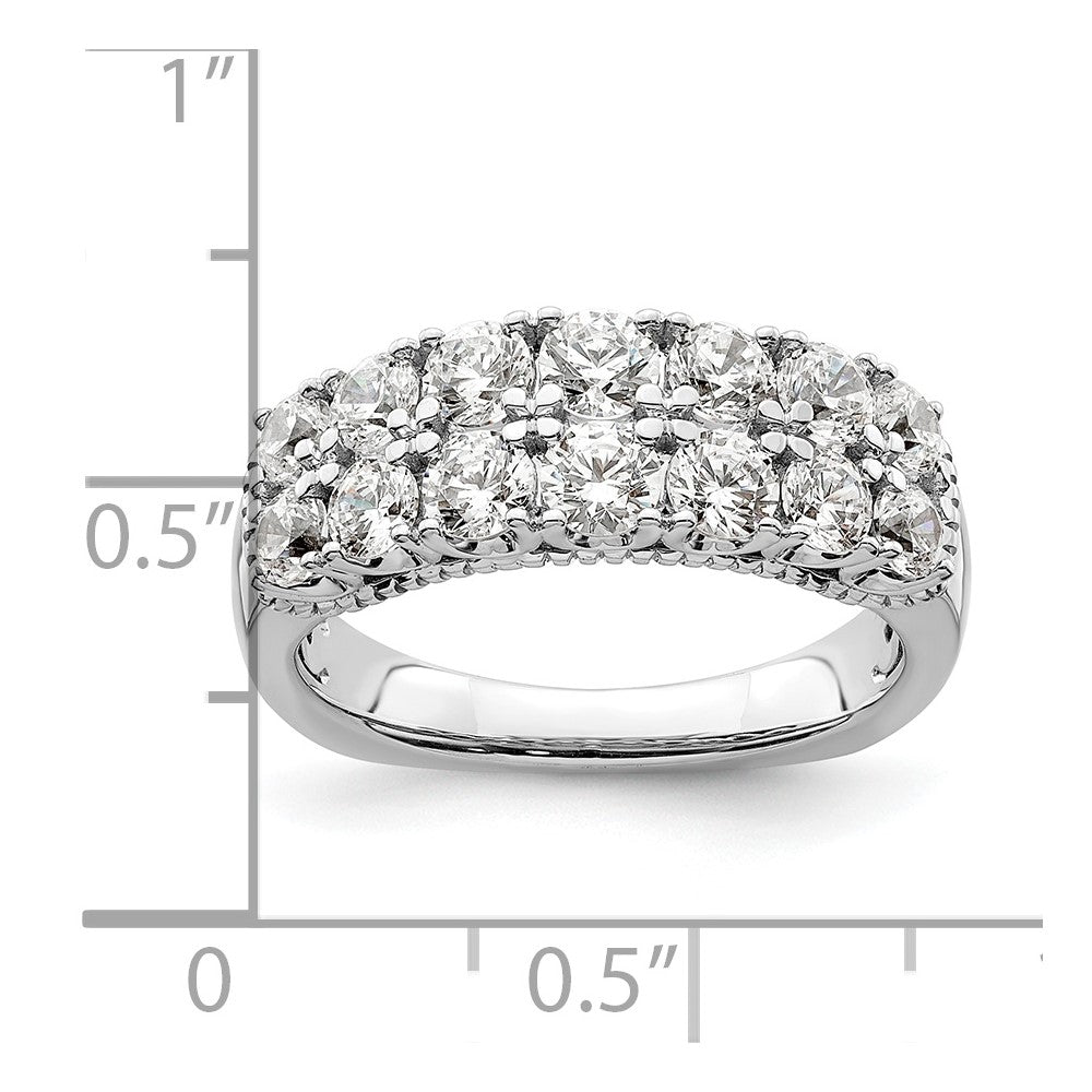 14k White Gold 1 5/8 carat Lab Grown Diamond VS/SI+ G+ Complete Double Row Fashion Band