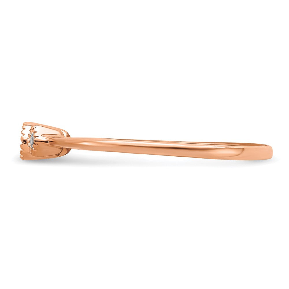 14k Rose Gold Beaded Edge Petite 3-Stone 1/10 carat Round/Princess Diamond Complete Promise/Engagement Ring