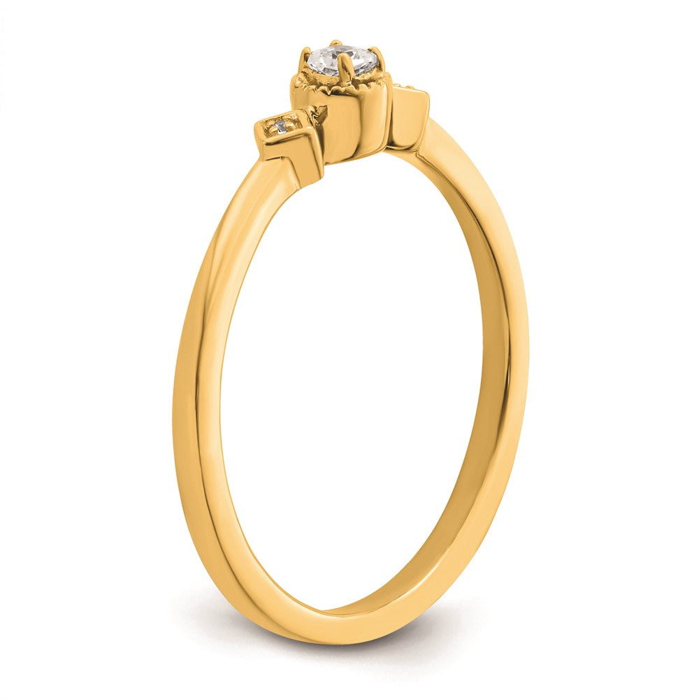 14k Beaded Edge Petite 3-Stone 1/15 carat Cushion Diamond Complete Promise/Engagement Ring