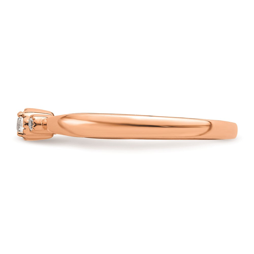 14k Rose Gold Beaded Edge Petite 3-Stone 1/15 carat Round Diamond Complete Promise/Engagement Ring