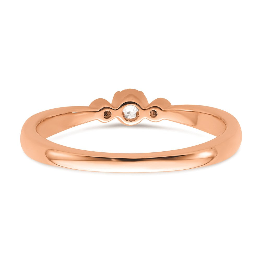 14k Rose Gold Beaded Edge Petite 3-Stone 1/15 carat Round Diamond Complete Promise/Engagement Ring
