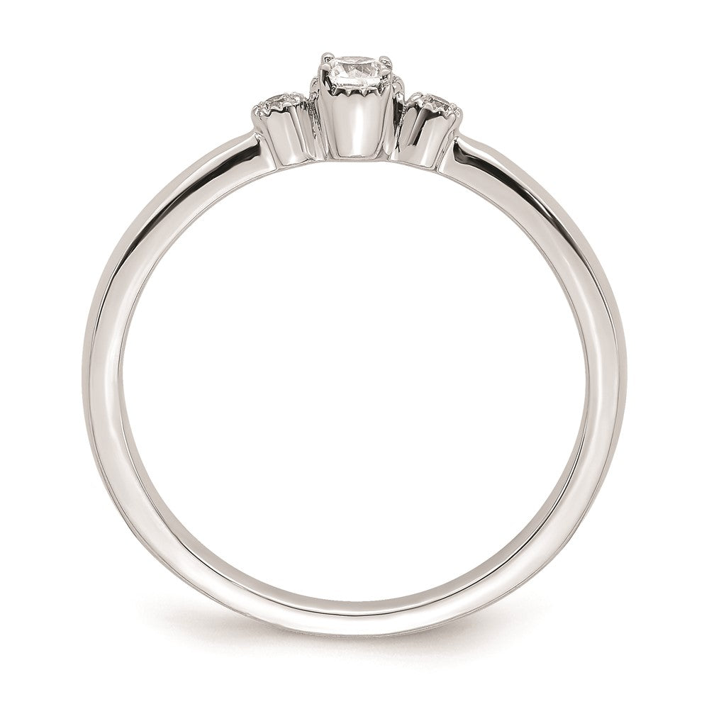 14k White Gold Beaded Edge Petite 3-Stone 1/15 carat Round Diamond Complete Promise/Engagement Ring