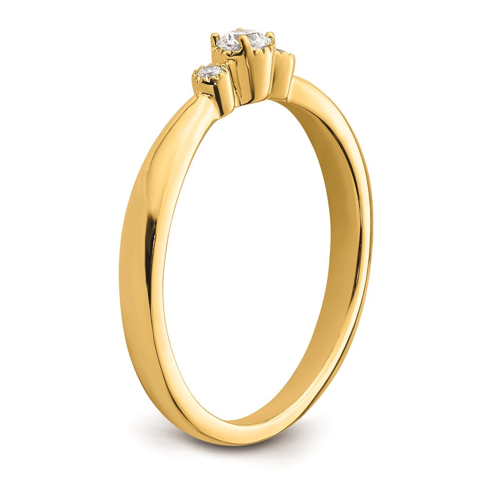 14k Beaded Edge Petite 3-Stone 1/15 carat Round Diamond Complete Promise/Engagement Ring