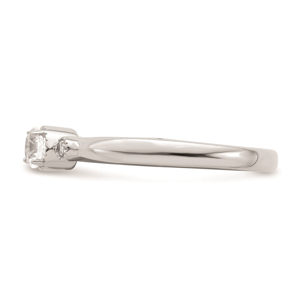 14k White Gold Beaded Edge Petite 3-Stone 1/4 carat Round Diamond Complete Promise/Engagement Ring