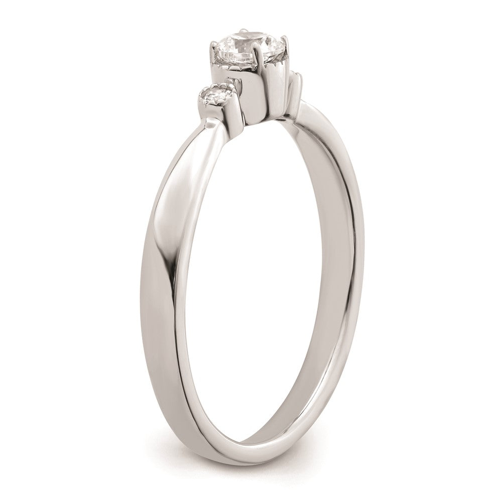14k White Gold Beaded Edge Petite 3-Stone 1/4 carat Round Diamond Complete Promise/Engagement Ring