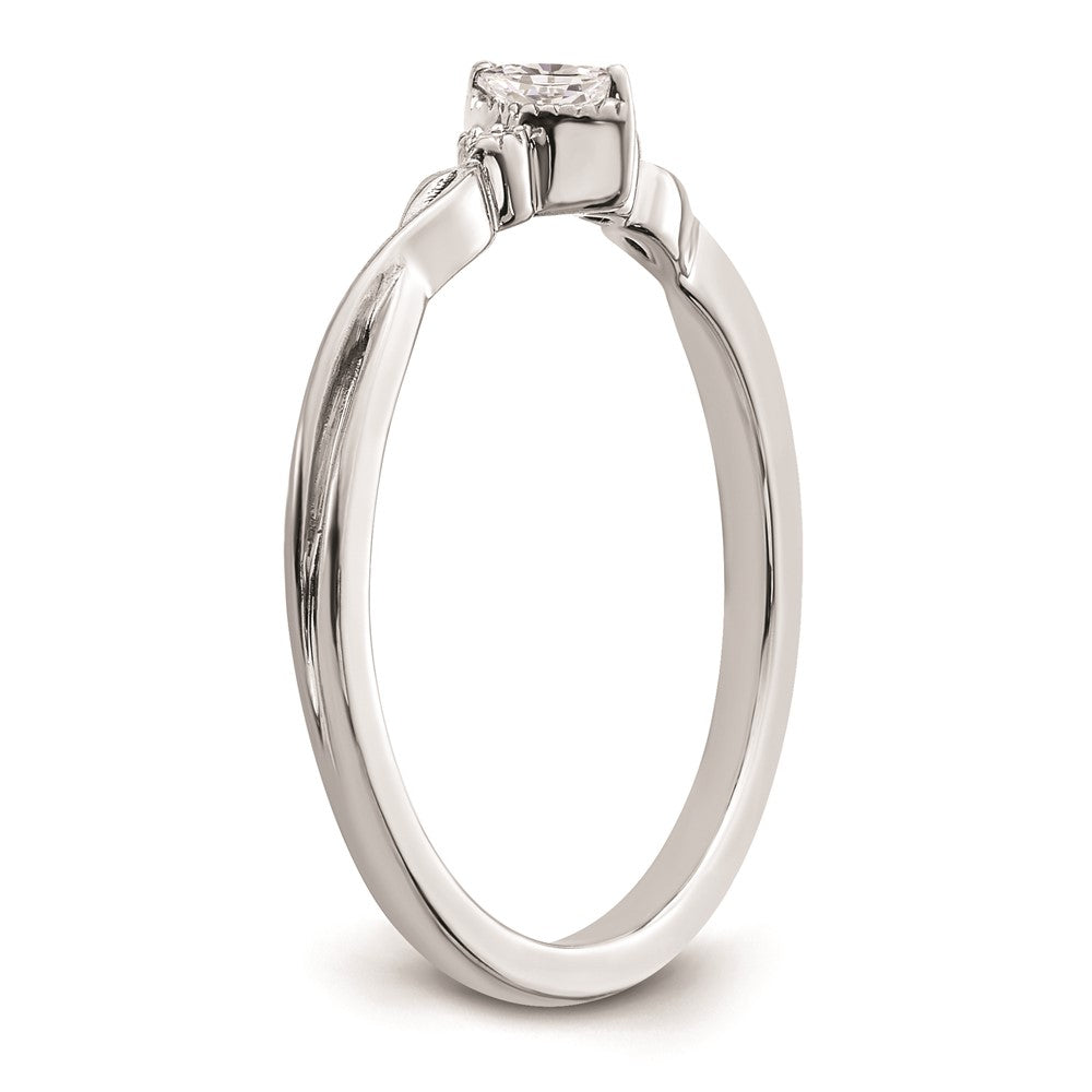 14k White Gold Beaded Edge Petite 3-Stone 1/15 carat Marquise Diamond Complete Promise/Engagement Ring