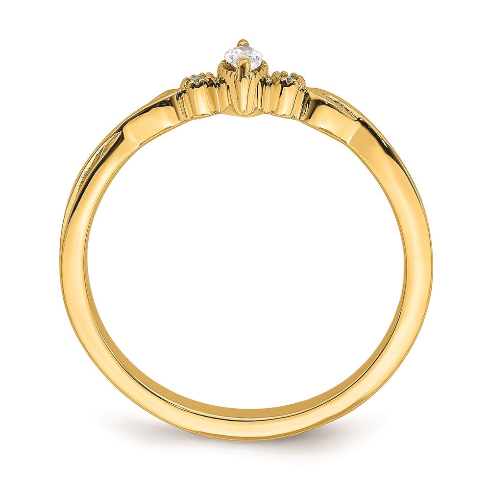 14k Beaded Edge Petite 3-Stone 1/15 carat Marquise Diamond Complete Promise/Engagement Ring
