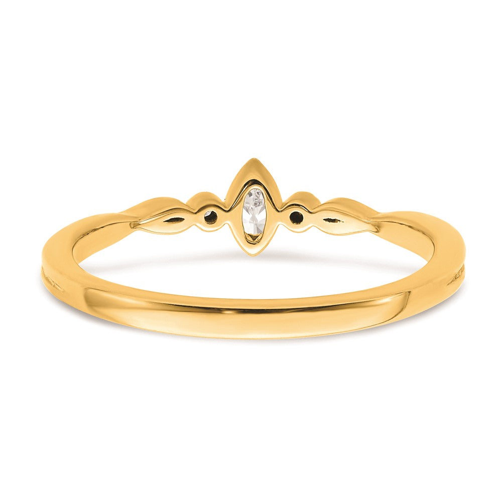 14k Beaded Edge Petite 3-Stone 1/15 carat Marquise Diamond Complete Promise/Engagement Ring