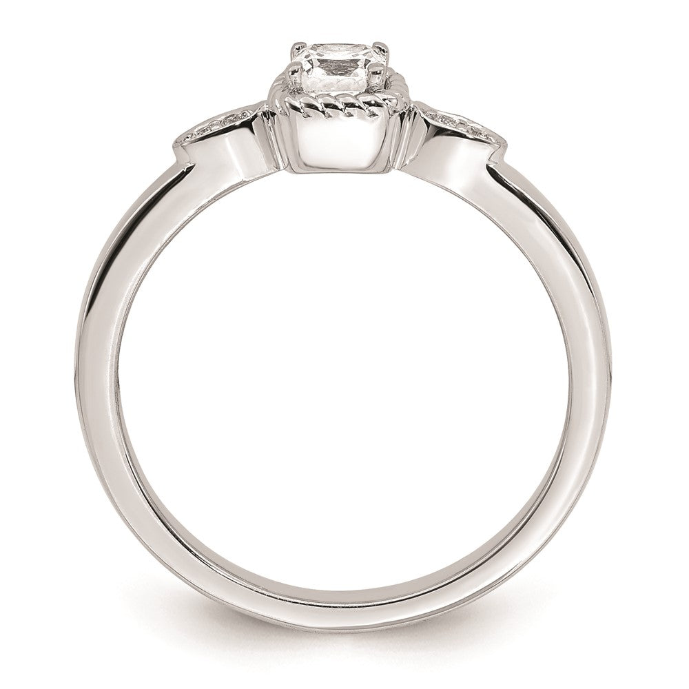 14k White Gold Rope Edge Petite 1/4 carat Cushion-cut Diamond Complete Promise/Engagement Ring