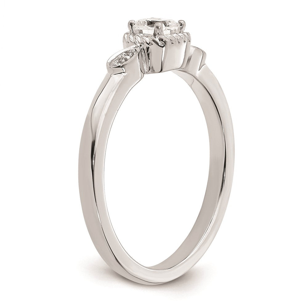 14k White Gold Rope Edge Petite 1/4 carat Cushion-cut Diamond Complete Promise/Engagement Ring