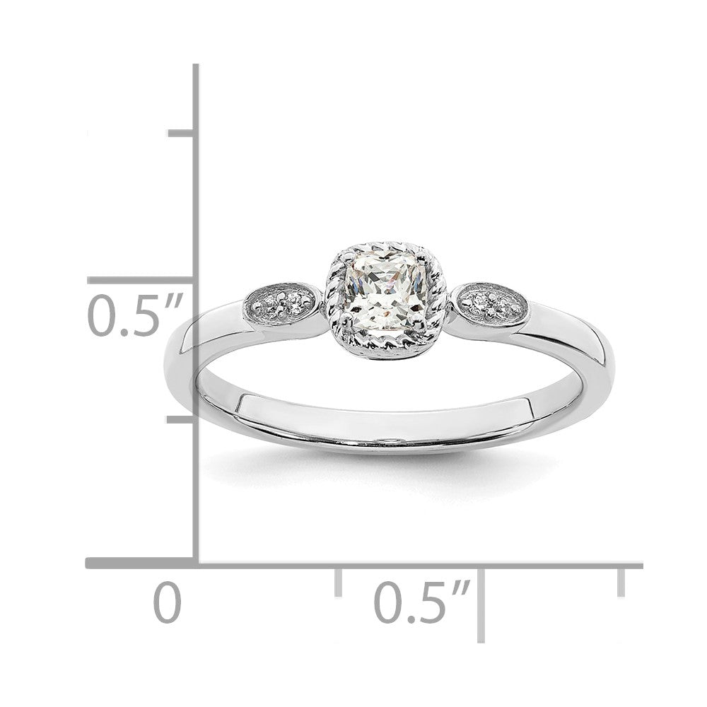 14k White Gold Rope Edge Petite 1/4 carat Cushion-cut Diamond Complete Promise/Engagement Ring