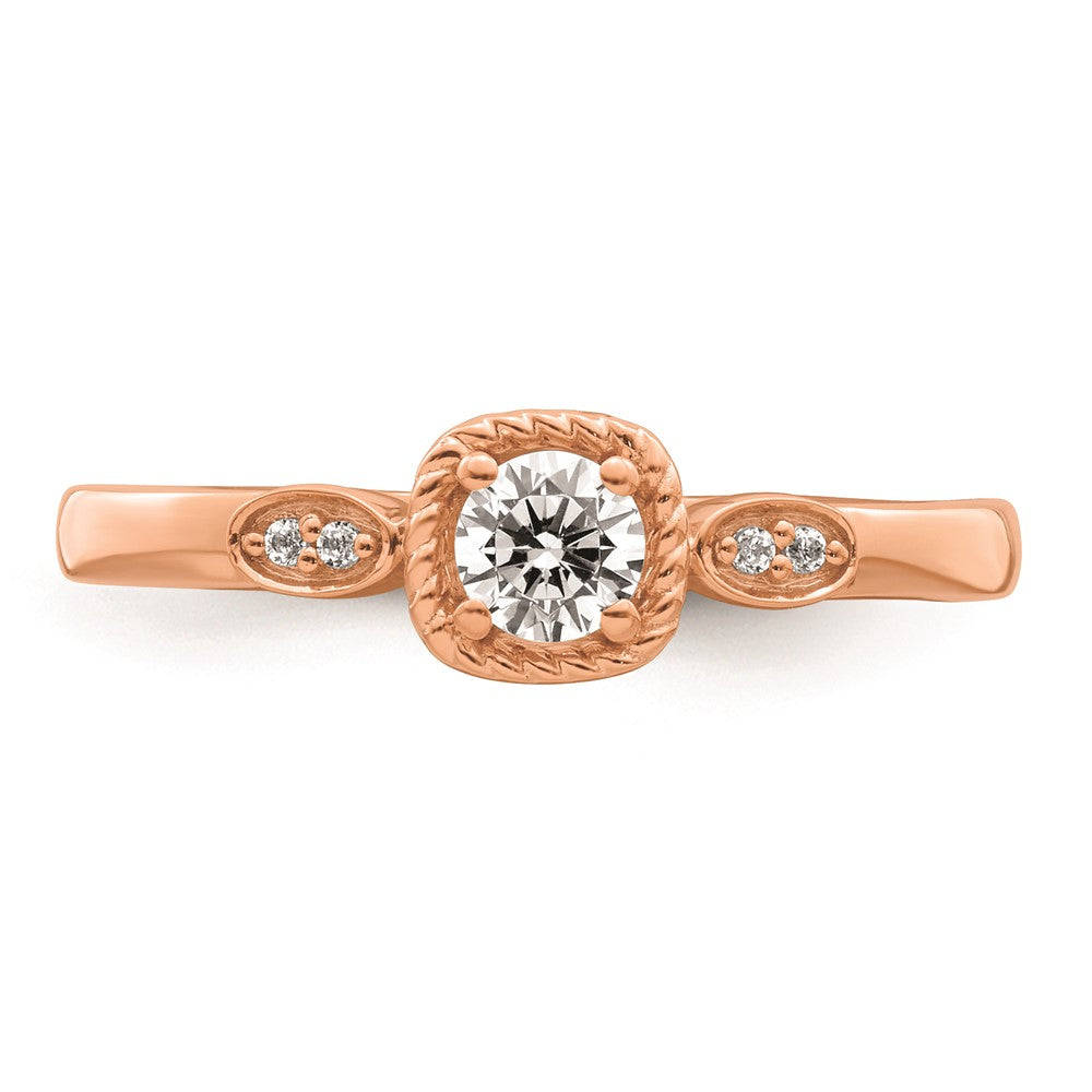 14k Rose Gold Rope Edge Petite 1/4 carat Round Diamond Complete Promise/Engagement Ring