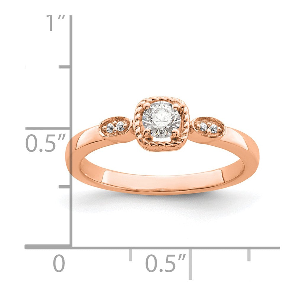 14k Rose Gold Rope Edge Petite 1/4 carat Round Diamond Complete Promise/Engagement Ring