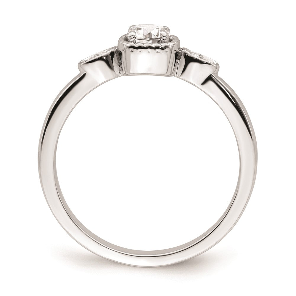 14k White Gold Rope Edge Petite 1/4 carat Round Diamond Complete Promise/Engagement Ring