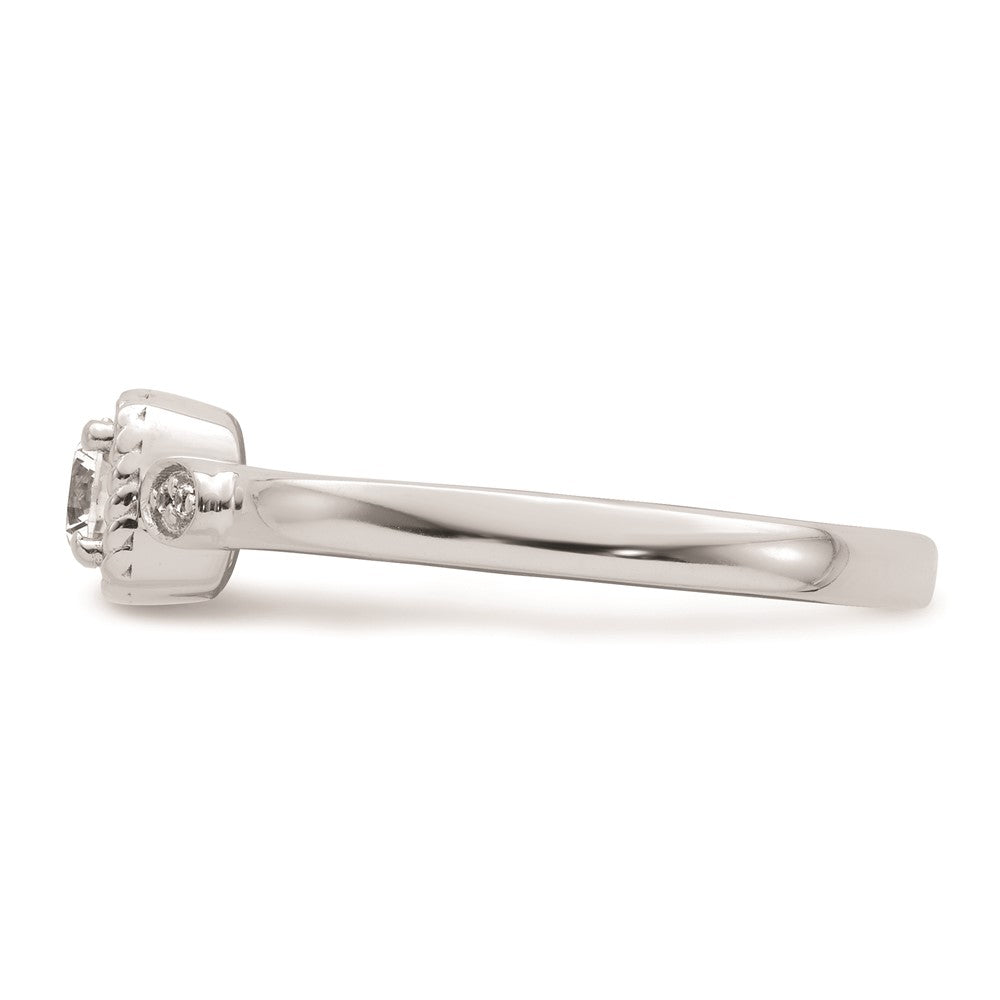 14k White Gold Rope Edge Petite 1/4 carat Round Diamond Complete Promise/Engagement Ring
