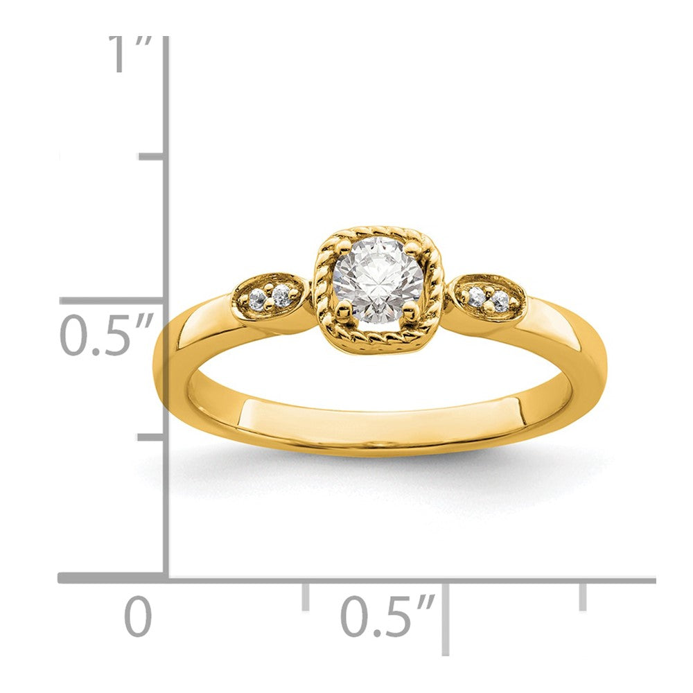 14k Rope Edge Petite 1/4 carat Round Diamond Complete Promise/Engagement Ring