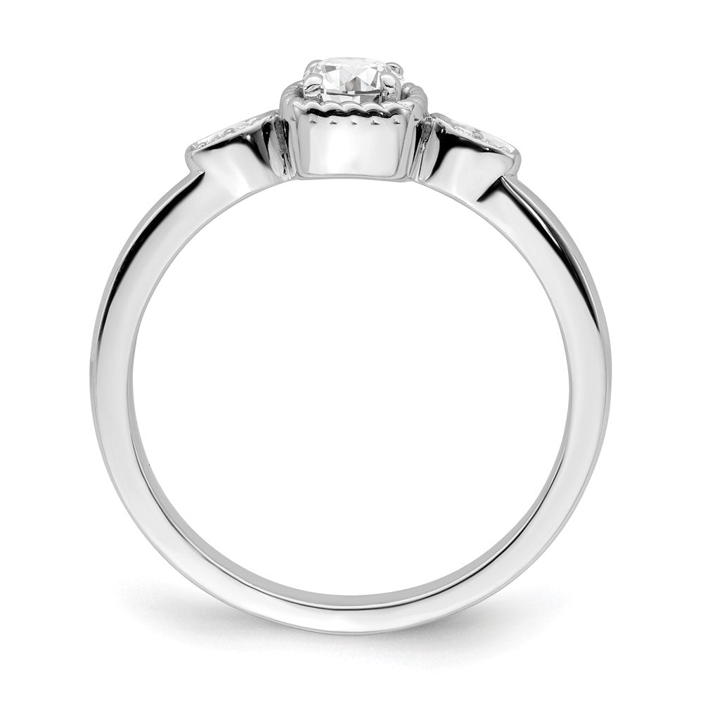 14K White Gold First Promise Lab Grown VS/SI+ G+ Dia Rope Edge Comp Eng Rin