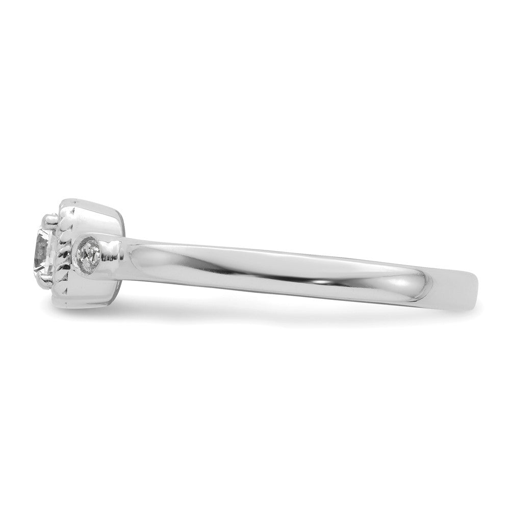14K White Gold First Promise Lab Grown VS/SI+ G+ Dia Rope Edge Comp Eng Rin