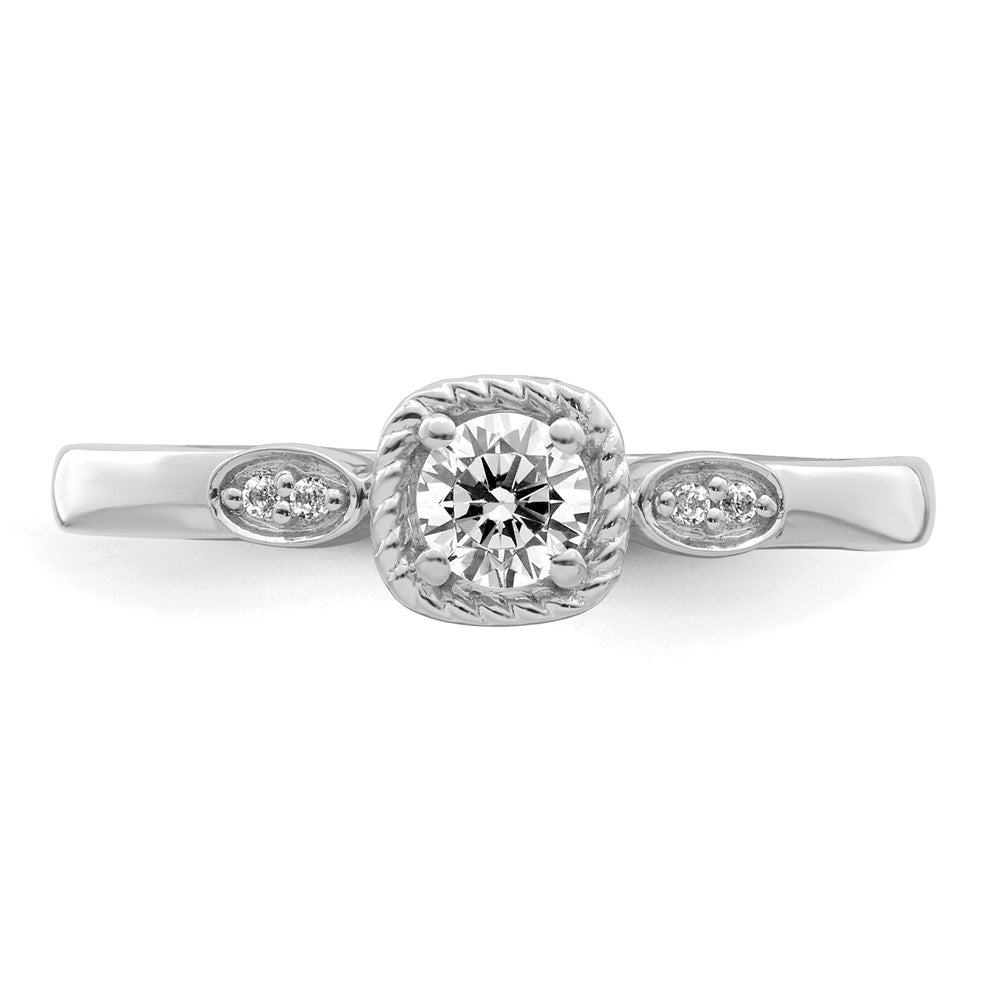 14K White Gold First Promise Lab Grown VS/SI+ G+ Dia Rope Edge Comp Eng Rin