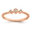 14k Rose Gold Scalloped Band Petite 3-Stone 1/15 carat Round Diamond Complete Promise/Engagement Ring