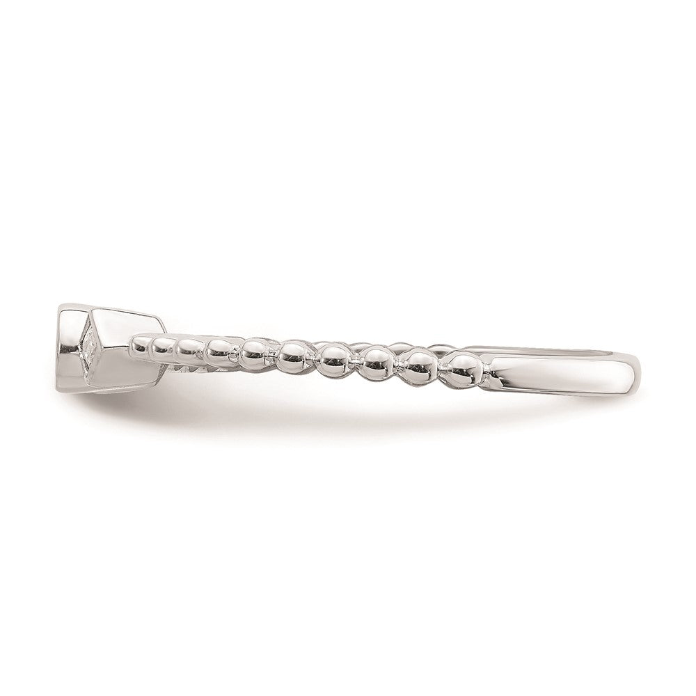 14k White Gold Scalloped Band Petite 3-Stone 1/15 carat Round Diamond Complete Promise/Engagement Ring