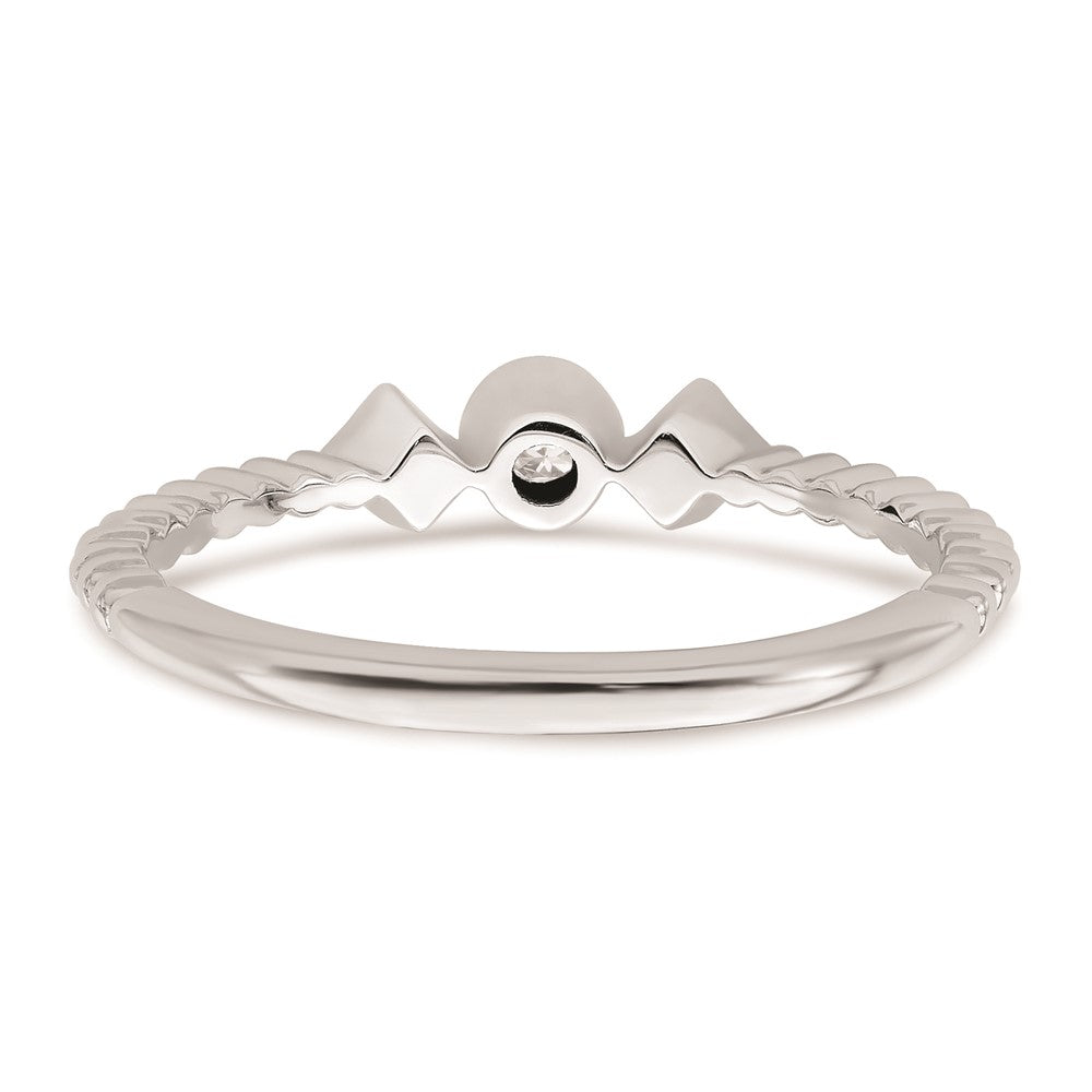 14k White Gold Scalloped Band Petite 3-Stone 1/15 carat Round Diamond Complete Promise/Engagement Ring