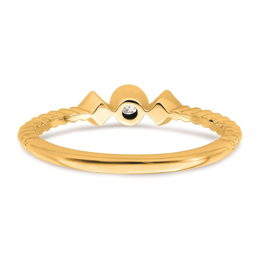 14k Scalloped Band Petite 3-Stone 1/15 carat Round Diamond Complete Promise/Engagement Ring