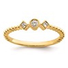 14k Scalloped Band Petite 3-Stone 1/15 carat Round Diamond Complete Promise/Engagement Ring