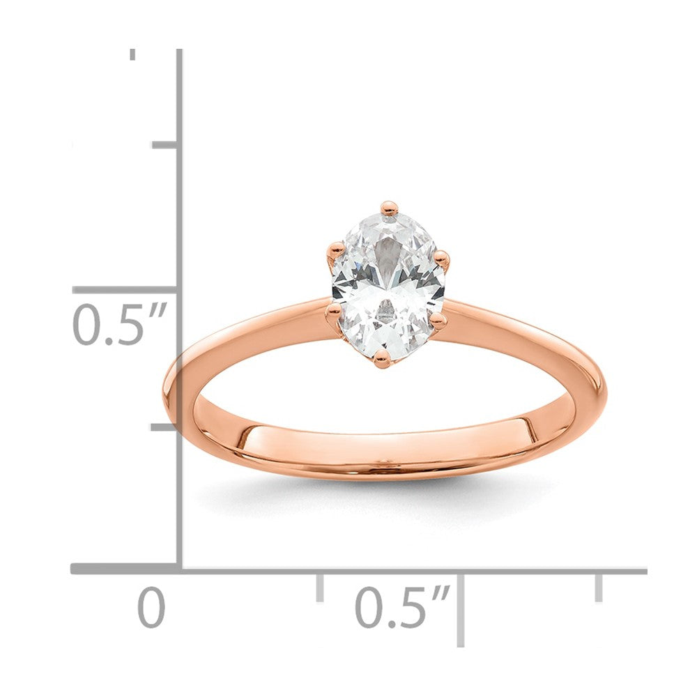 14k Rose Gold (Holds 3/4 carat (6.7x5mm) Oval) 6-Prong with .02 carat Diamond Leaf Design Semi-Mount Engagement Ring