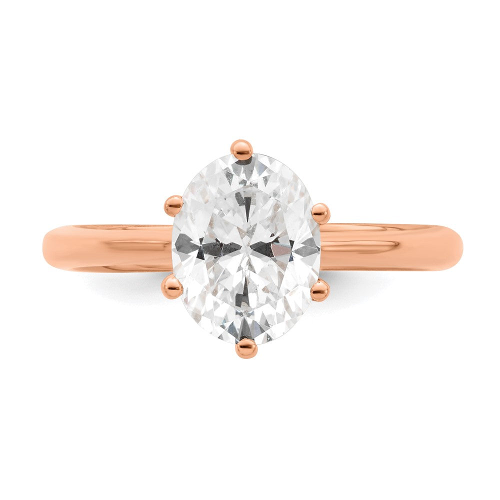 14k Rose Gold (Holds 1.5 carat (8x6mm) Oval) 6-Prong with .03 carat Diamond Leaf Design Semi-Mount Engagement Ring