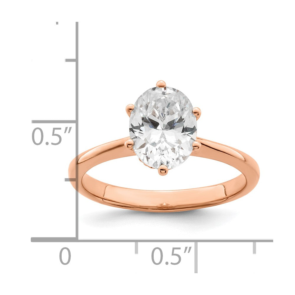 14k Rose Gold (Holds 1.5 carat (8x6mm) Oval) 6-Prong with .03 carat Diamond Leaf Design Semi-Mount Engagement Ring