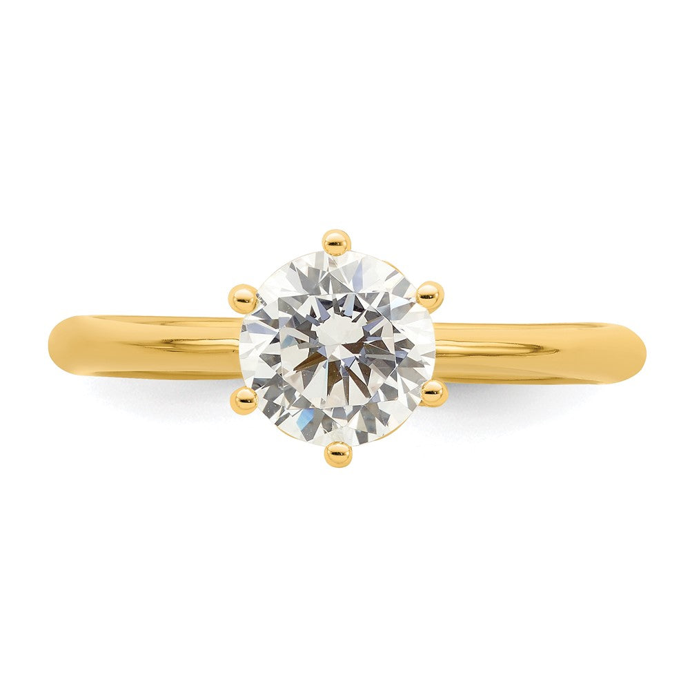 14k (Holds 1 carat (6.50 mm) Round) 6-Prong with .02 carat Diamond Leaf Design Semi-Mount Engagement Ring